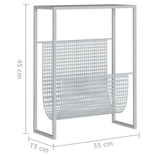 Berkfield Magazine Rack Silver 35x15x45 cm Steel