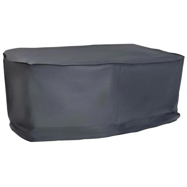 Grey rectangular outdoor furniture cover with flat top and straight fitted sides