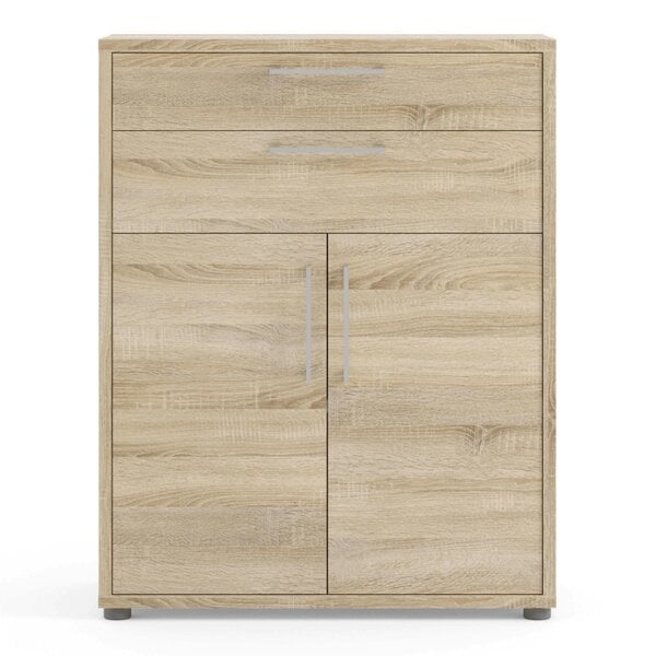 Wyld Haus Dris Natural Oak Wood Effect Bookcase 1 Shelf 4 Drawers