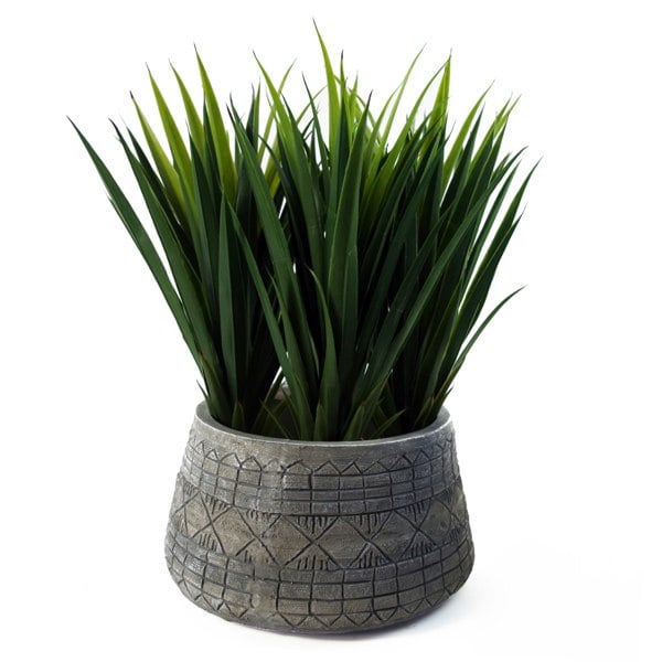 Leaf 22cm x 37cm Large Grey Gliese Embossed Planter