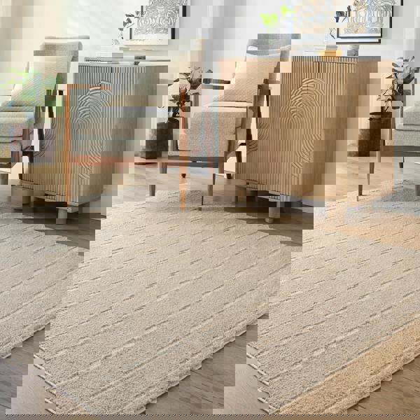 Livabliss Our Pnw Home Cascade-Modern Beige Brown Graphic High Pile Rug