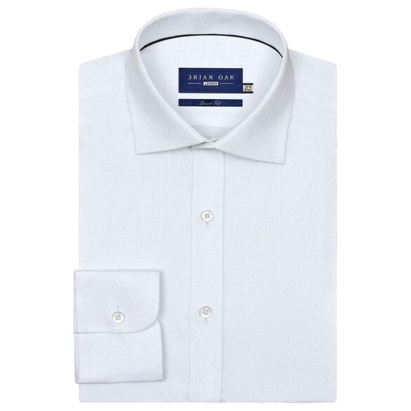 Men's Easy Care Textured White Dress Shirt