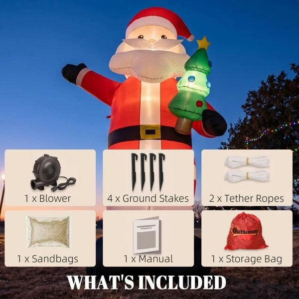 Bobobiy Inflatable Christmas Decoration, 8FT Christmas Inflatable Santa with Bright LED Light, Red
