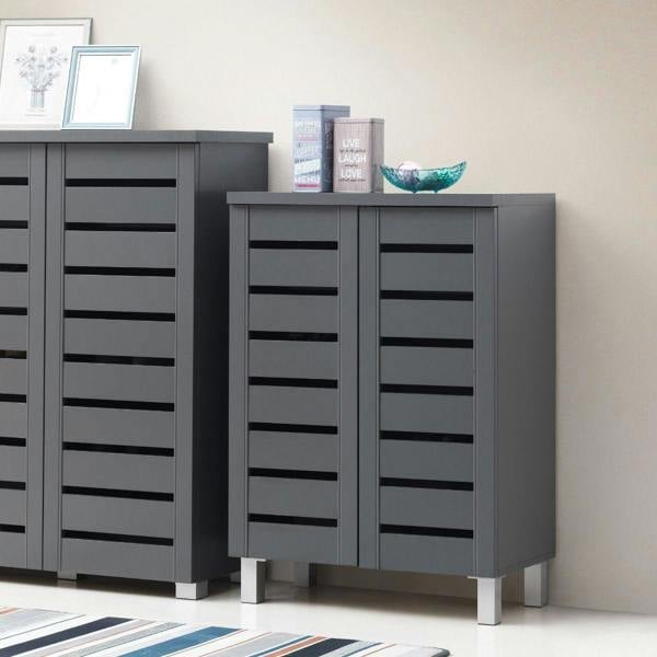 Timber Art Design 4 Tier Shoe Storage Cabinet 2 Door Cupboard Stand Rack Unit