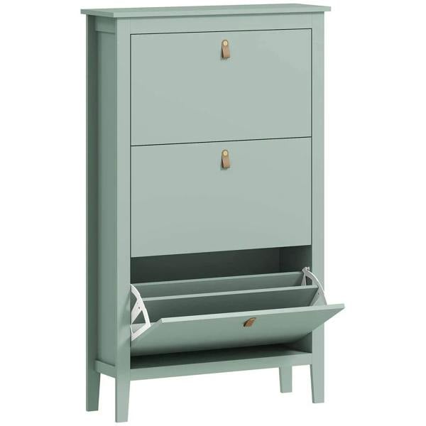 Modern Three-Drawer Shoe Cabinet - Green