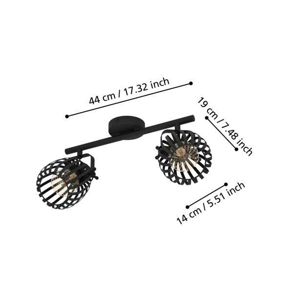 EGLO Girona Black Steel Modern 2-Light Spotlight