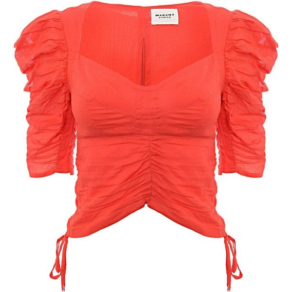 Isabel Marant Etoile Womens Galaor Cotton Voile Cropped Ss Top-Ga in Red
