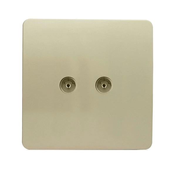Trendi Switch 2 Gang Female Co-Axial Television Socket in Champagne Gold