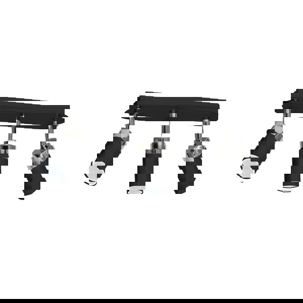 Milagro Joker Hand Made Ceiling Lamp In Matt Black With Striking Chrome Detail Featuring 3 Minmalistic Slender Cylinder Shades