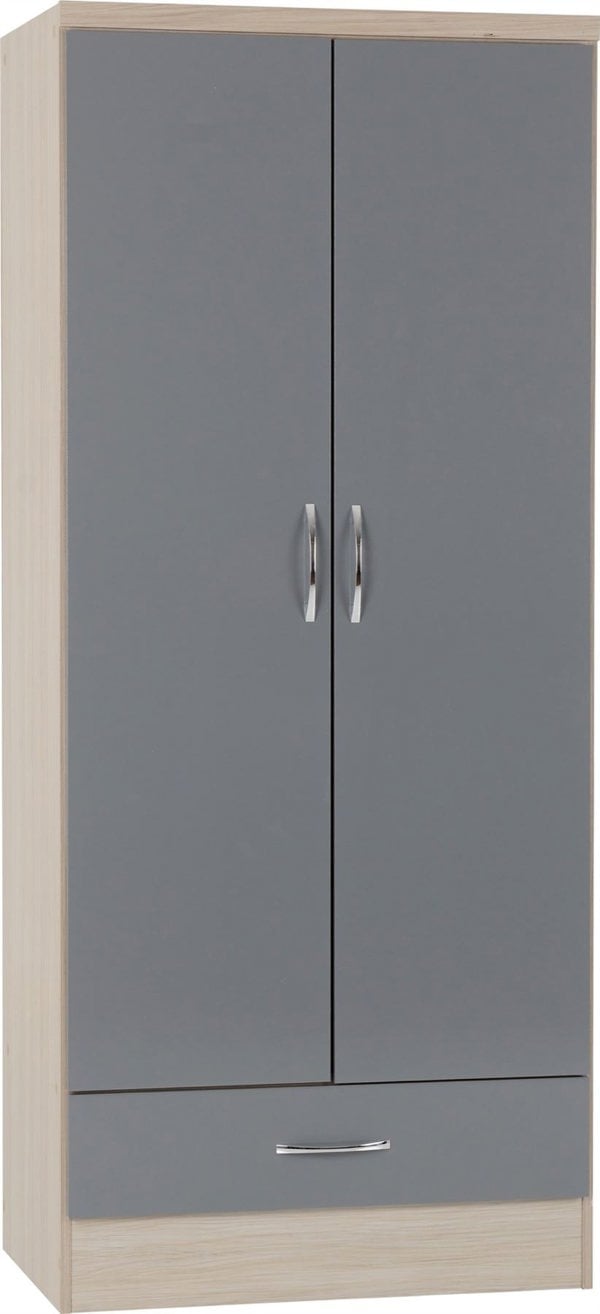 Seconique Nevada Nevada 2 Door 1 Drawer Wardrobe Bedroom Set