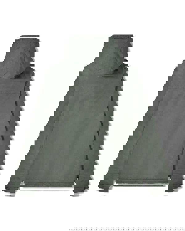 Lambretta Mens Padded Hooded Classic Badge Jacket Coat, back view of a gray padded men's jacket with a hood and long sleeves.