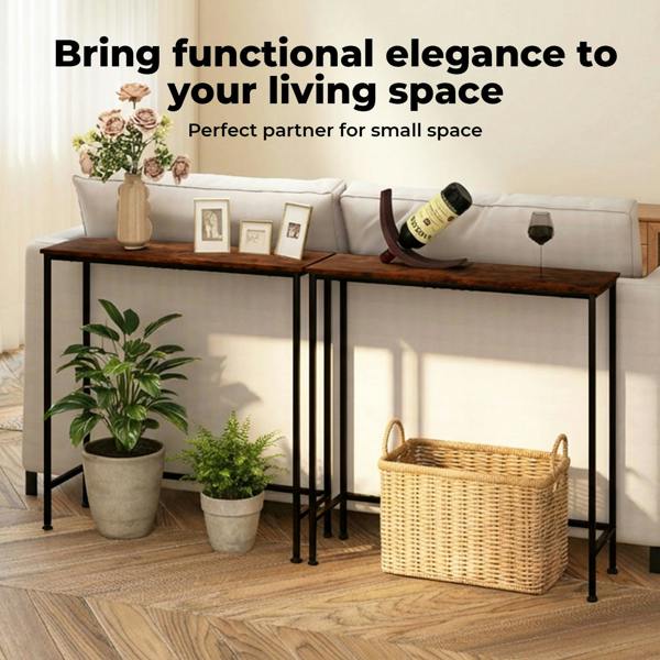 Levede Narrow Console Table Slim Entryway Hallway Sofa Table Display Shelf Wood Steel
