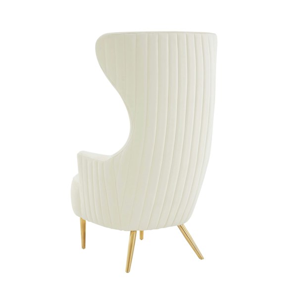 Furniture Edit Julia Cream Velvet Channel Tufted Wingback Accent Occasional Chair