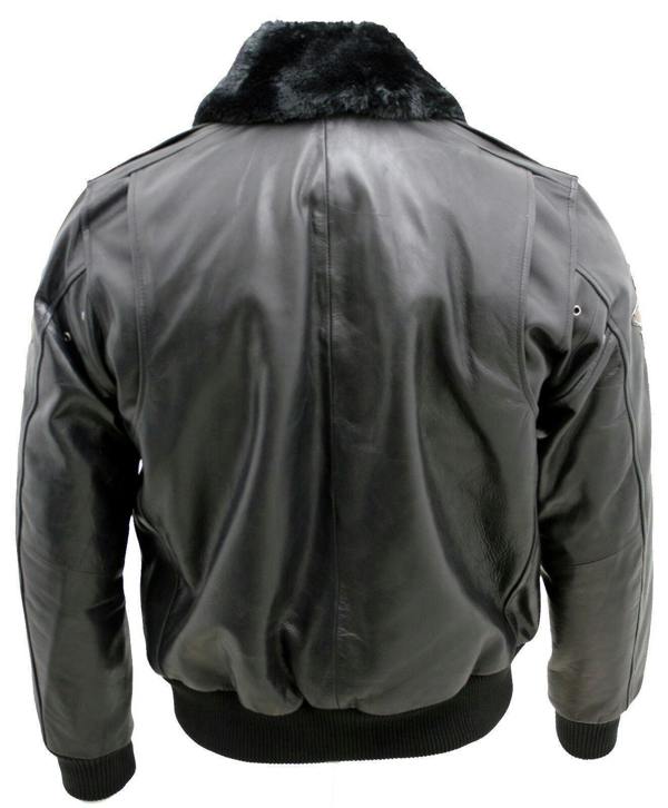 Infinity Leather Mens Cow Hide Detachable Collar Leather Flight Bomber Jacket