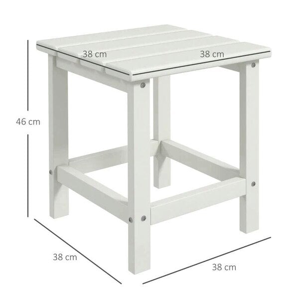 Bobobiy Square Coffee Table, HDPE Tabletop and Frame for Porch, Garden, Side Table, 38 x 38 x 46 cm, White