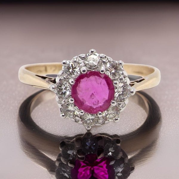 Vintage Tom A fine Vintage Ruby and Diamond cluster ring