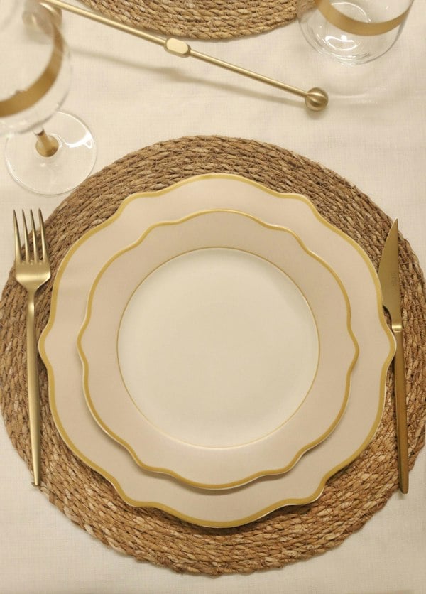 Rozi Jaswely Collection Porcelain Side Plates, Set of 6 (Sand Beige)