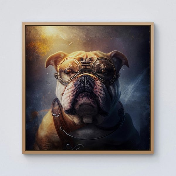 Warren Reed Bulldog Splash Art Golden Framed Canvas