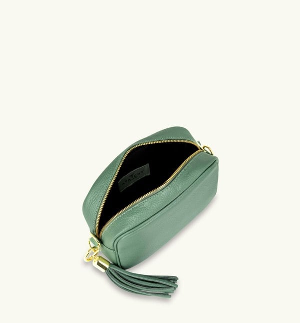 Apatchy London The Tassel Leather Crossbody Bag - Pistachio