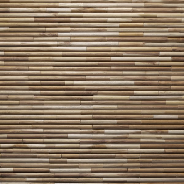 Wallsupply UltraWood Reeded Round Reclaimed Solid Teak Wood Panels, Wall Cladding 3D Interlocking Tiles, 10pcs 1m²