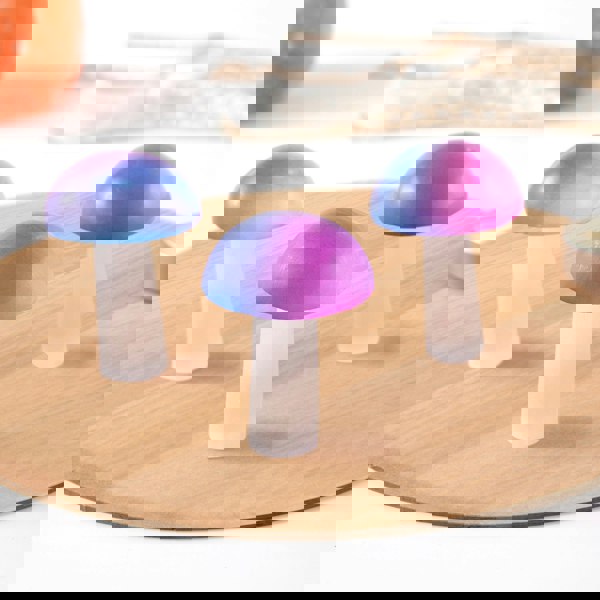 Myga Electroplated Selenite Mushroom (Green/Pink/Purple)