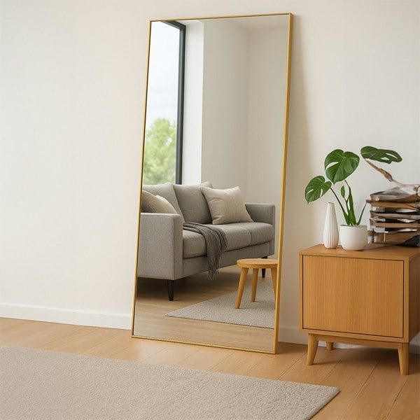 Exclusive Mirrors Modern Gold Metal Rectangle Frame Leaner Mirror 200cm x 100cm