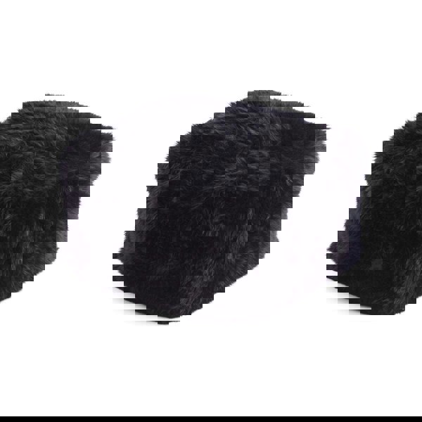 Long Wool Sheepskin Pouf Black