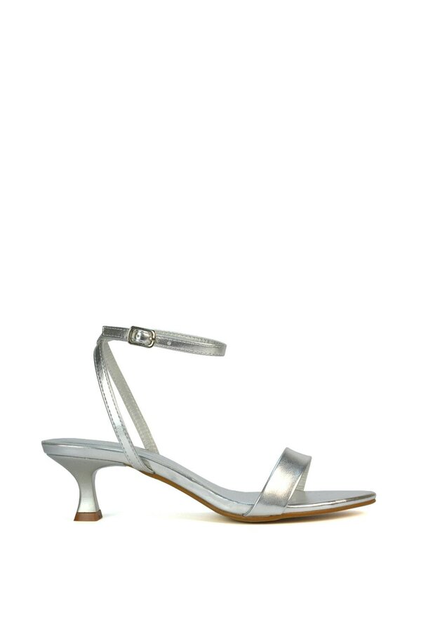 XY LONDON Kitten Low Heel Strappy Sandal Two Part Heeled Shoes