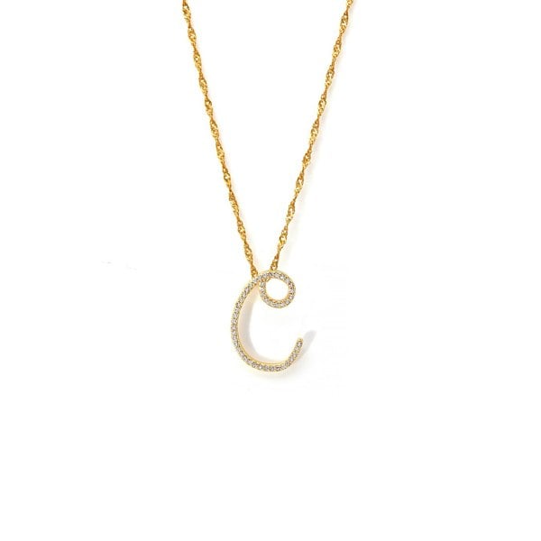 Say It With Luxe CZ Initial Necklace - Yellow Gold Plated