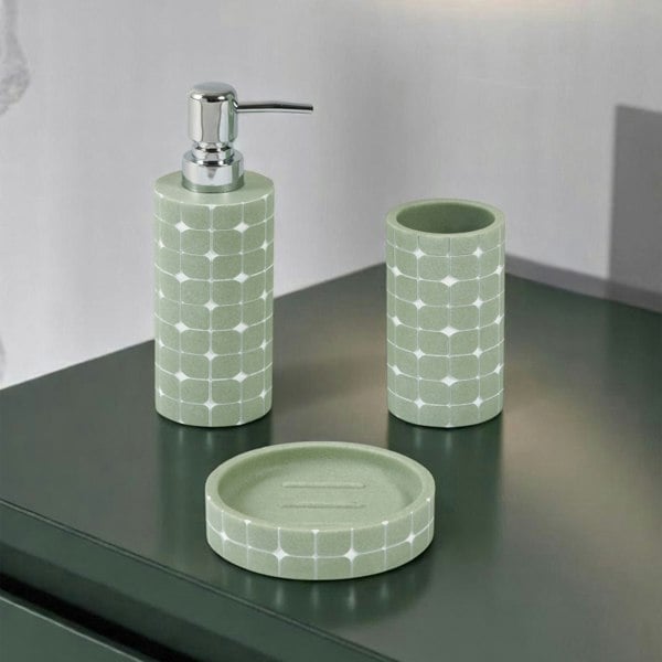 Showerdrape Mosaica Pistachio Green 3 Piece Bathroom Accessory Set