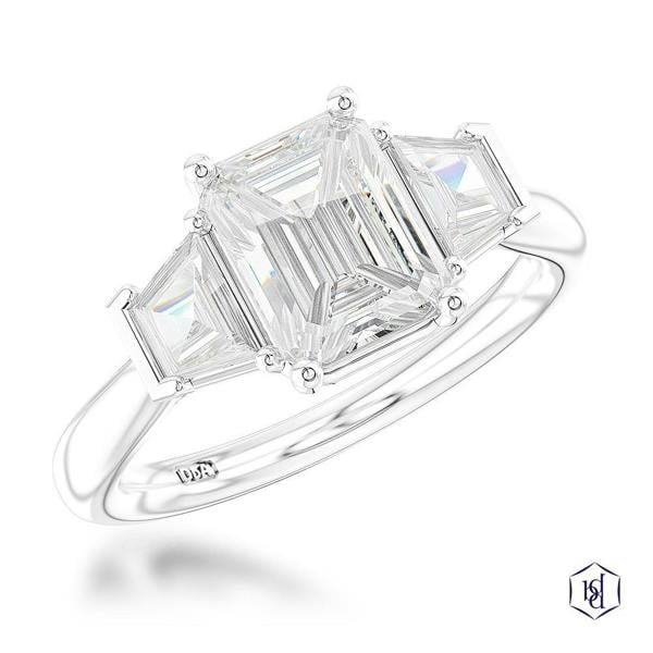 Sarah Layton Platinum Santorini Emerald Cut Engagement Ring - 0.77ct