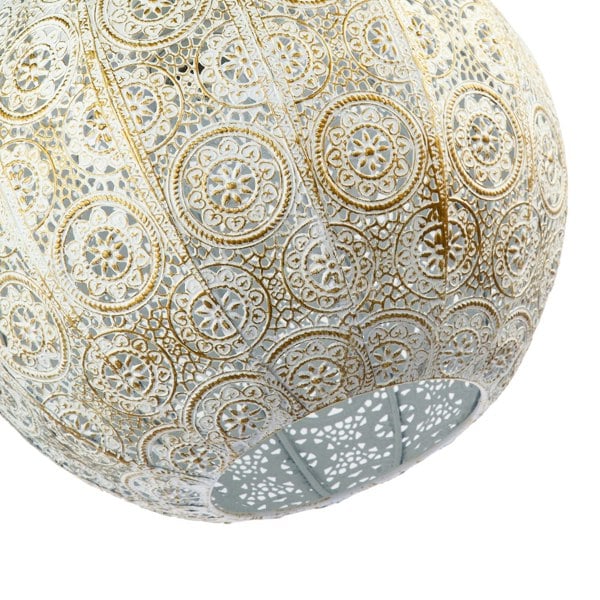 Spherical Vintage Moroccan Pendant Lamp Shade in Brushed Cream Gold Image 5