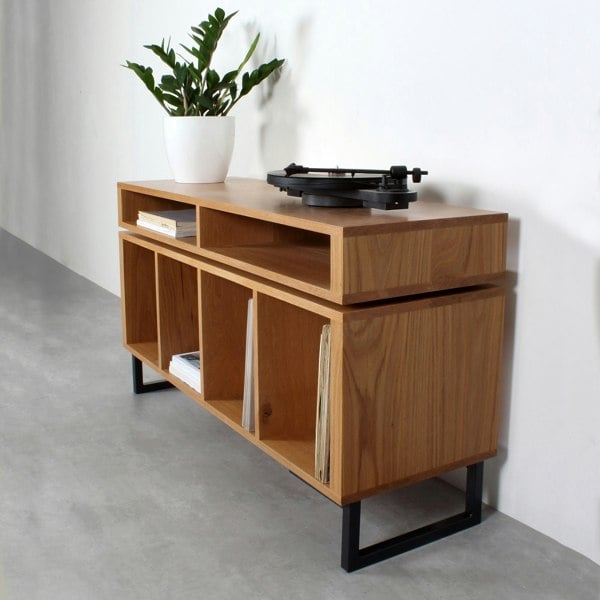 The Urban Editions Kelston Record Player Cabinet on Minimalist Square legs