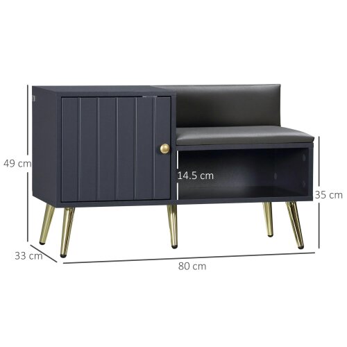 Wyld Haus Roha Wooden Grey Shoe Storage Unit With Padded Seat