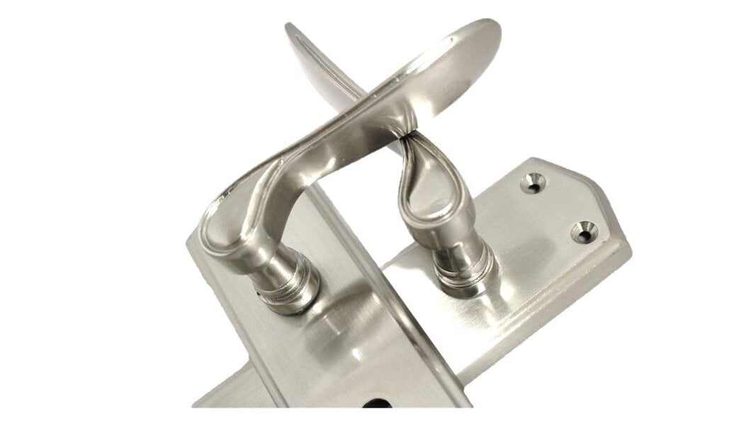EDH Door Hardware Premium Satin Nickel Internal Lock Door Handles with Long Back Plate and 3 Lever Mortise Sash Lock - Stellar Design