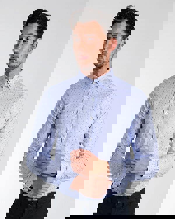 Steel & Jelly Stripe & Dot Print Long Sleeve Stretch Shirt