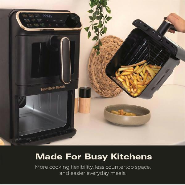 Hamilton Beach DualStack 11L Smart Air Fryer - Black & Brushed Brass