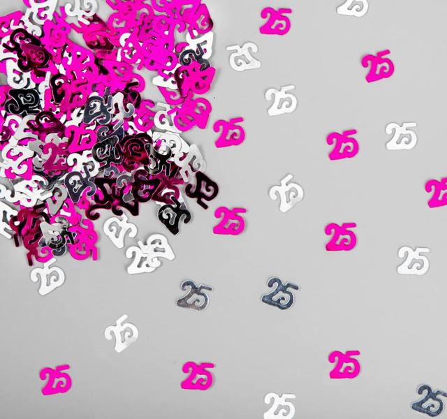 Pink and Silver 25th Birthday Confetti Table Decoration Range for Parties and Celebrations image 2