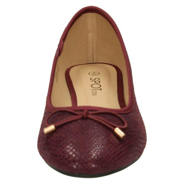 Spot On Ladies Spot On Bow Trim Ballerinas