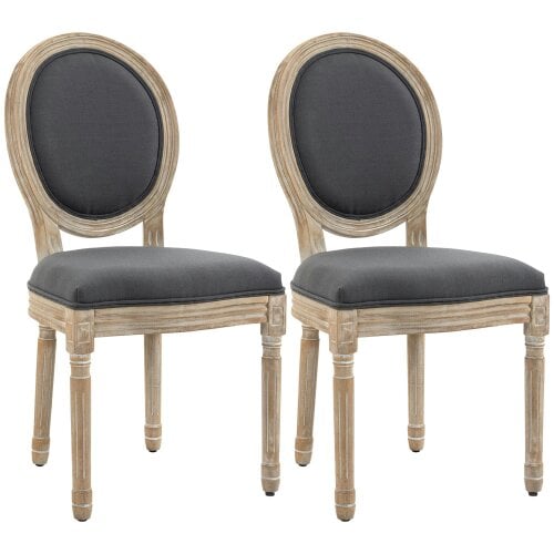Wyld Haus Brazzi Solid Wood Grey French Style Dining Chairs Set Of 2