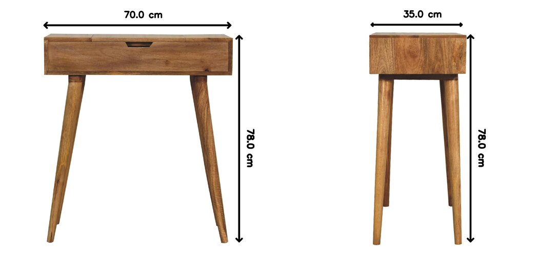 Artisan Furniture Solid Wood Mini Oak-ish Dressing Table, 4 Storage Compartments, Brown