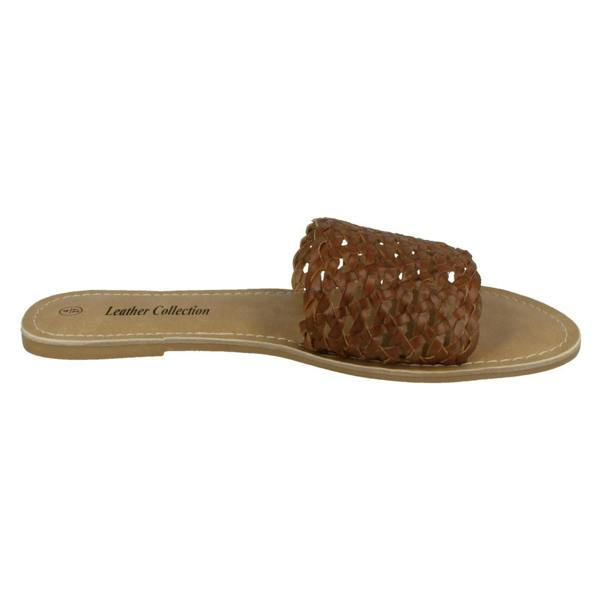 Leather Collection Ladies Leather Collection Flat Weave Mule Sandals
