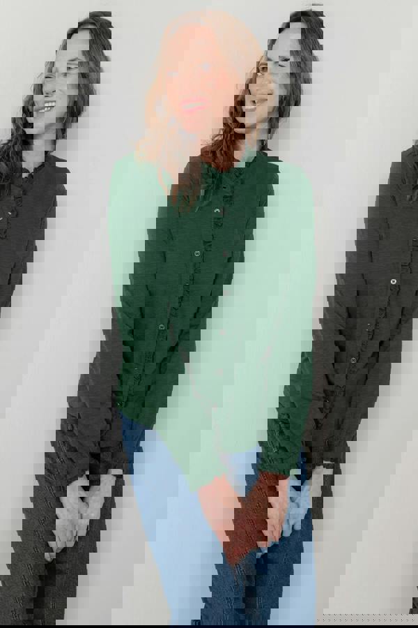 Lily & Me Sage Frill Organic Cotton Blouse Pine Green