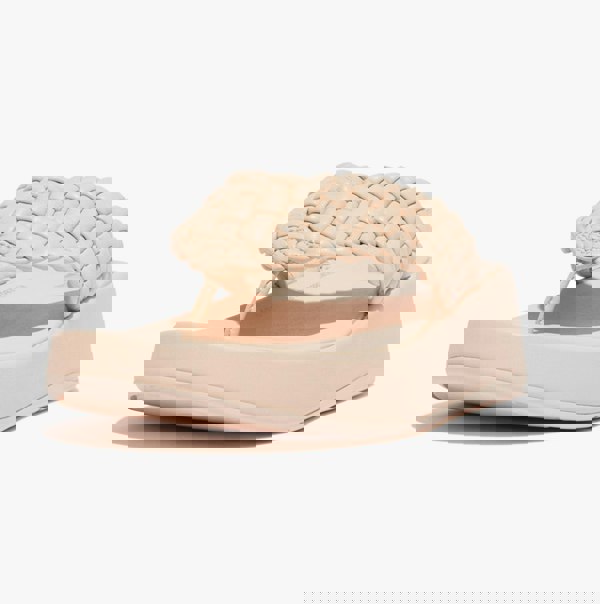 FitFlop F-MODE WOVEN-LEATHER Womens Toe Post Sandals Rose Foam