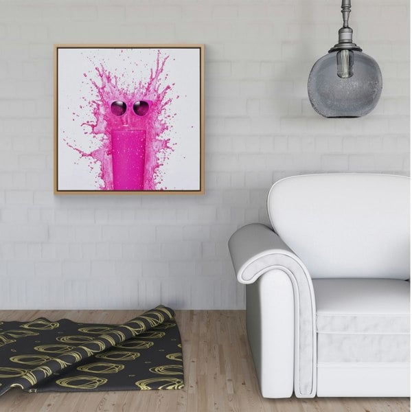 Warren Reed Pink Splash Art Glass Framed Canvas