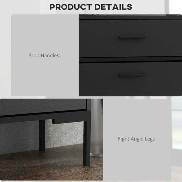 Black shoe cabinet showing strip handles and right-angle legs
