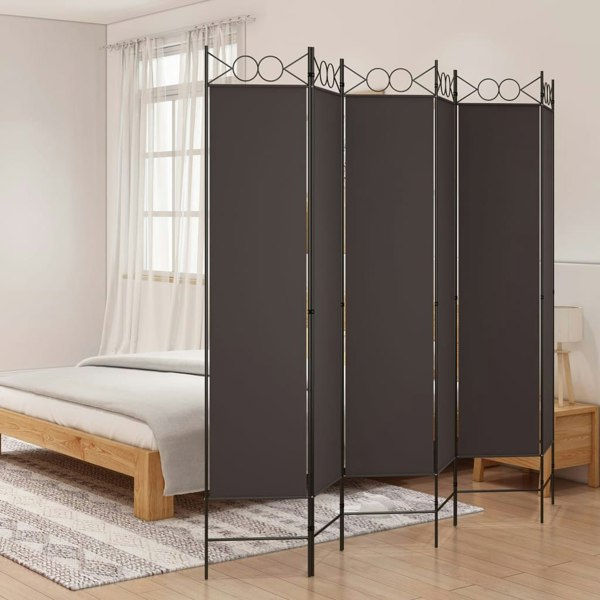 Berkfield 6-Panel Room Divider Brown 240x200 cm Fabric