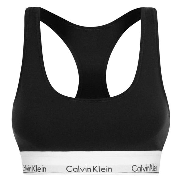 Calvin Klein Womens/Ladies Logo Cotton Blend Bralette - Black - 
