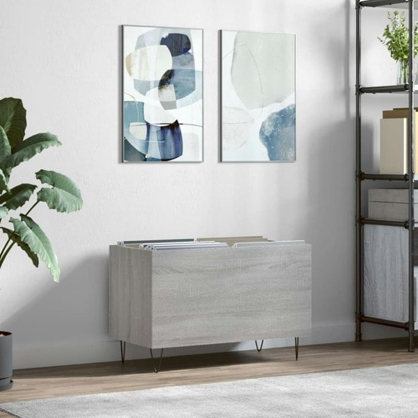 Berkfield Record Cabinet Grey Sonoma 74.5x38x48 cm Engineered Wood