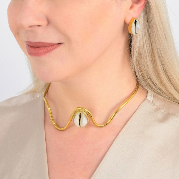 Paguro Cowrie Shell Recycled Brass Statement Choker